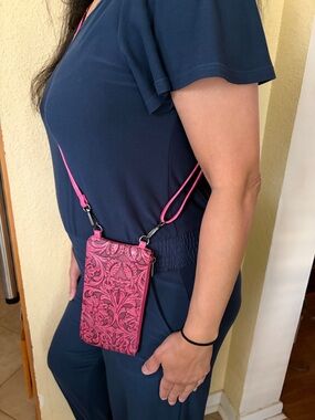 Montana West Pink embossed floral crossbody or wallet